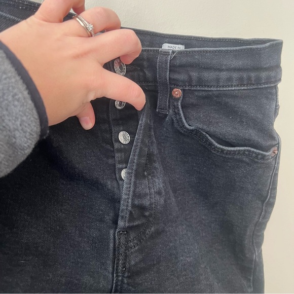 Re/Done Originals Faded Black High Rise Ankle Crop Jeans Size 27 - Picture 8 of 9